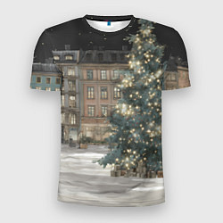 Мужская спорт-футболка Елка во дворе