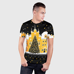 Футболка спортивная мужская Новогодняя ночь в городе, цвет: 3D-принт — фото 2