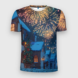 Футболка спортивная мужская Праздничный новогодний салют, цвет: 3D-принт