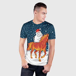 Футболка спортивная мужская Кот Бендер и огненный конь - 2026, цвет: 3D-принт — фото 2