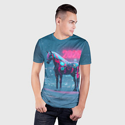 Футболка спортивная мужская Киберпанк лошадь 2026, цвет: 3D-принт — фото 2