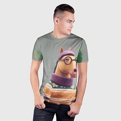 Футболка спортивная мужская Новогодняя лошадка хипстер, цвет: 3D-принт — фото 2