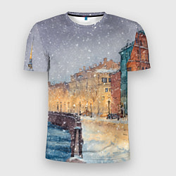 Футболка спортивная мужская Санкт-Петербург - снегопад, цвет: 3D-принт