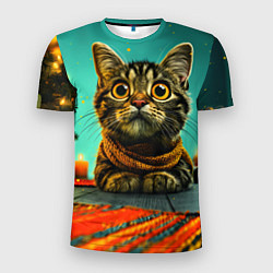 Футболка спортивная мужская Котик под елкой, цвет: 3D-принт