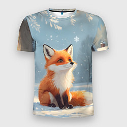 Футболка спортивная мужская Лисичка и снег, цвет: 3D-принт
