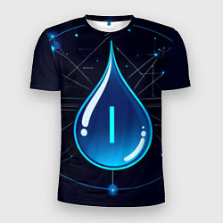Футболка спортивная мужская Киберкапля группа крови I, цвет: 3D-принт