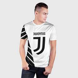 Футболка спортивная мужская Ювентус полосы геометрия текстура, цвет: 3D-принт — фото 2