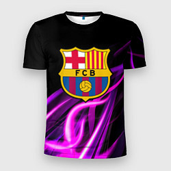 Футболка спортивная мужская Барселона неоновый огонь текстура, цвет: 3D-принт
