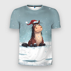 Футболка спортивная мужская Строгая новогодняя лошадка, цвет: 3D-принт