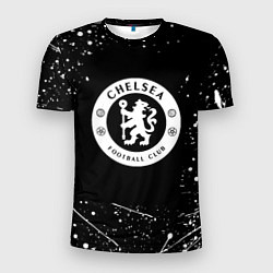 Футболка спортивная мужская Челси белые краски всплеск, цвет: 3D-принт