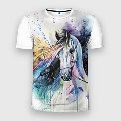 Футболка спортивная мужская Акварельная лошадь, цвет: 3D-принт