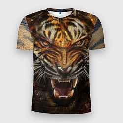 Футболка спортивная мужская Злобный тигр, цвет: 3D-принт