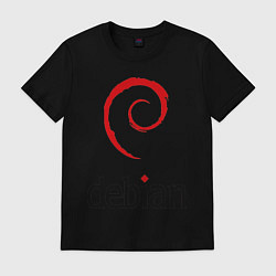 Футболка хлопковая мужская Debian, цвет: черный