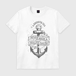Футболка хлопковая мужская Гладкое море, цвет: белый