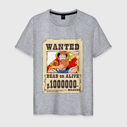 Футболка хлопковая мужская Wanted Luffy, цвет: меланж