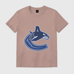 Футболка хлопковая мужская Vancouver Canucks, цвет: пыльно-розовый