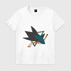Футболка хлопковая мужская San Jose Sharks, цвет: белый