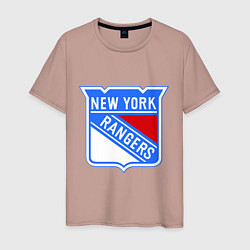 Футболка хлопковая мужская New York Rangers, цвет: пыльно-розовый