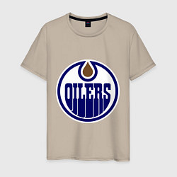 Футболка хлопковая мужская Edmonton Oilers, цвет: миндальный