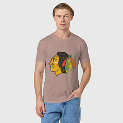 Футболка хлопковая мужская Chicago Blackhawks, цвет: пыльно-розовый — фото 2