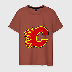 Футболка хлопковая мужская Calgary Flames, цвет: кирпичный