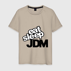 Футболка хлопковая мужская Eat sleep jdm, цвет: миндальный