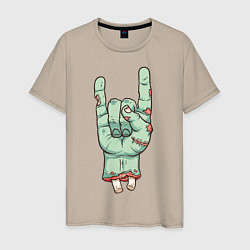 Футболка хлопковая мужская Zombie Rock Hand, цвет: миндальный
