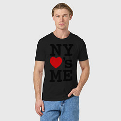 Футболка хлопковая мужская NY loves me, цвет: черный — фото 2