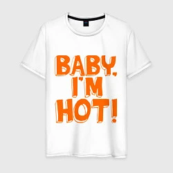 Футболка хлопковая мужская Baby, I am hot!, цвет: белый