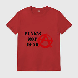 Футболка хлопковая мужская Punks not dead, цвет: красный