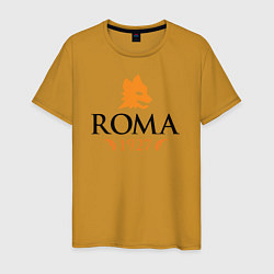 Футболка хлопковая мужская AS Roma 1927 цвета горчичный — фото 1
