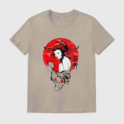 Футболка хлопковая мужская Гейша, цвет: миндальный