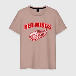 Футболка хлопковая мужская Detroit Red Wings, цвет: пыльно-розовый