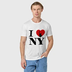 Футболка хлопковая мужская Freedom: I Love NY, цвет: белый — фото 2