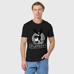 Футболка хлопковая мужская Playboy (Человек-кролик), цвет: черный — фото 2