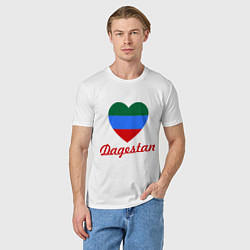 Футболка хлопковая мужская Dagestan: Heart Flag, цвет: белый — фото 2