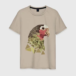 Футболка хлопковая мужская Полигональный попугай, цвет: миндальный