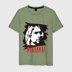 Футболка хлопковая мужская Nirvana: Kurt Cobain, цвет: авокадо