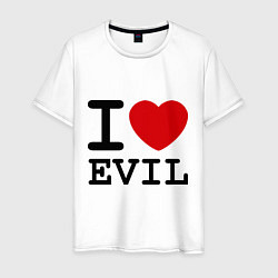 Футболка хлопковая мужская I love evil, цвет: белый