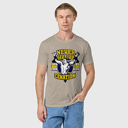 Футболка хлопковая мужская Never Give Up: Cenation, цвет: миндальный — фото 2