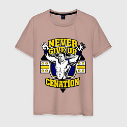 Футболка хлопковая мужская Never Give Up: Cenation, цвет: пыльно-розовый