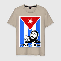 Футболка хлопковая мужская Fidel: Viva, Cuba!, цвет: миндальный