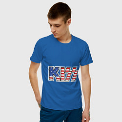 Футболка хлопковая мужская KIss USA цвета синий — фото 2