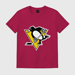 Футболка хлопковая мужская Pittsburgh Penguins, цвет: маджента