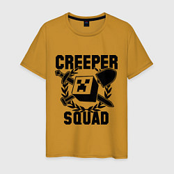 Футболка хлопковая мужская Creeper Squad, цвет: горчичный