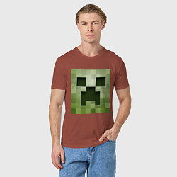 Футболка хлопковая мужская Мinecraft creeper, цвет: кирпичный — фото 2