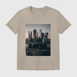 Футболка хлопковая мужская Moscow City, цвет: миндальный