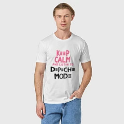 Футболка хлопковая мужская Keep Calm & Listen Depeche Mode, цвет: белый — фото 2