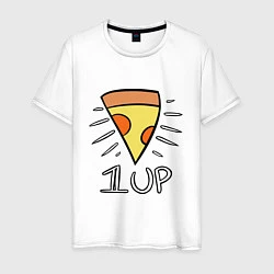 Футболка хлопковая мужская Pizza Life 1UP, цвет: белый