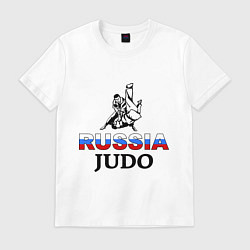 Футболка хлопковая мужская Russia judo, цвет: белый